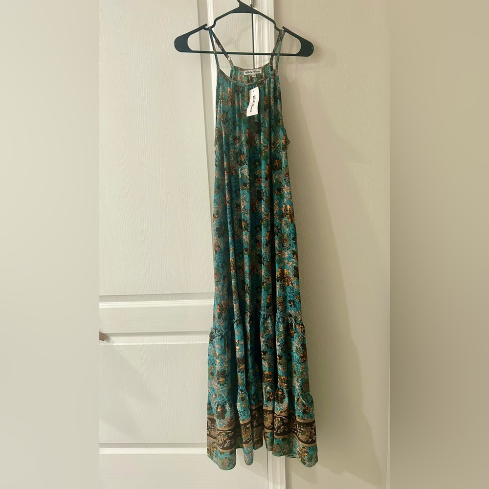 White Waves Floral Maxi Dress Size S/M